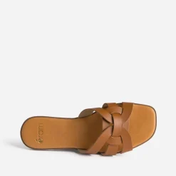 Eram Mules/Tongs|Sandales^Mule camel cuir brides tressées COGNAC