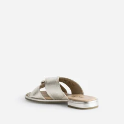 Caprice Mules/Tongs|Sandales^Mule dée en cuir à brides croisées OR