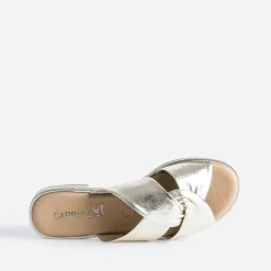 Caprice Mules/Tongs|Sandales^Mule dée en cuir à brides croisées OR