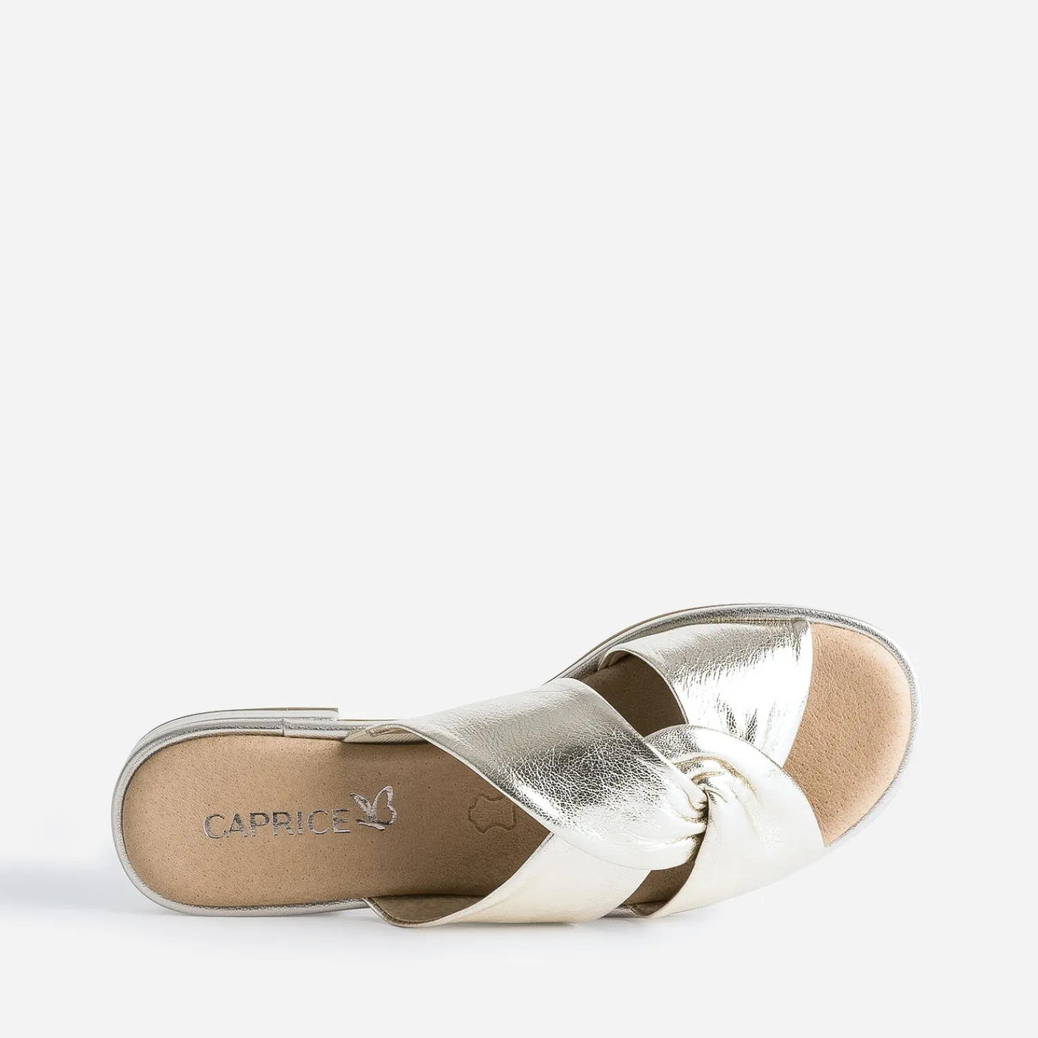 Caprice Mules/Tongs|Sandales^Mule dée en cuir à brides croisées OR