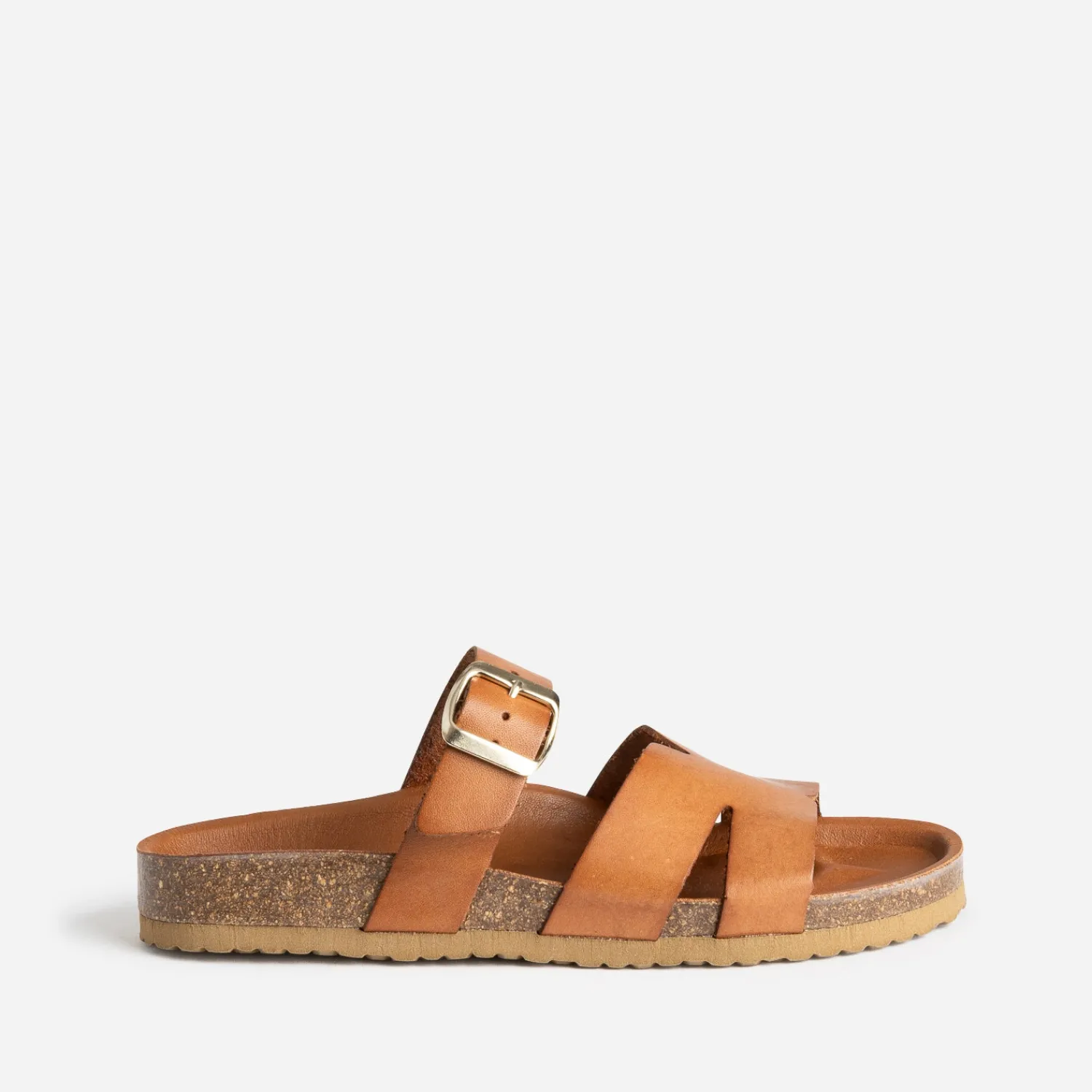 Eram Mules/Tongs|Sandales^Mule cuir double bride COGNAC