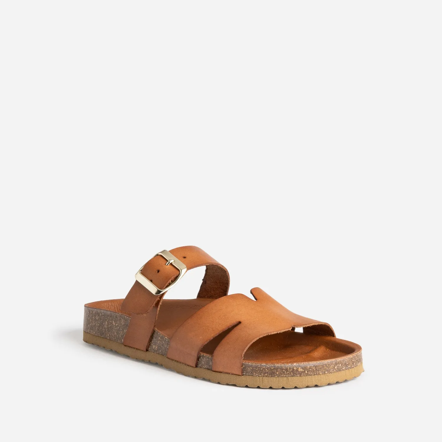 Eram Mules/Tongs|Sandales^Mule cuir double bride COGNAC