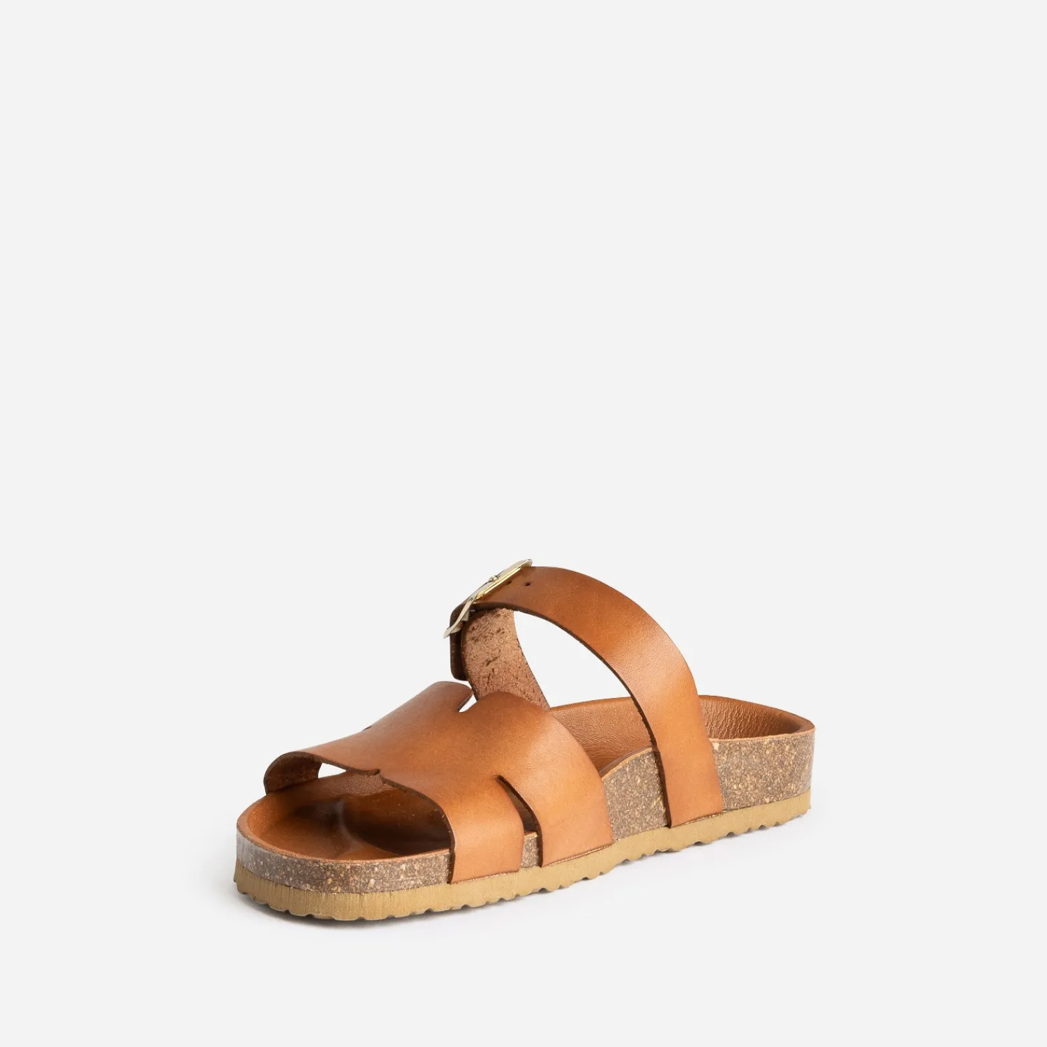 Eram Mules/Tongs|Sandales^Mule cuir double bride COGNAC