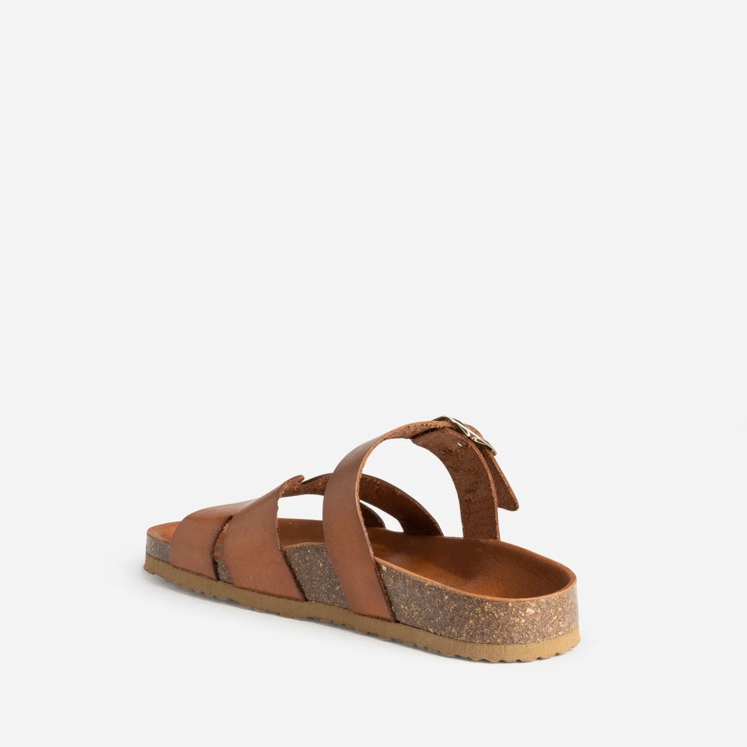 Eram Mules/Tongs|Sandales^Mule cuir double bride COGNAC