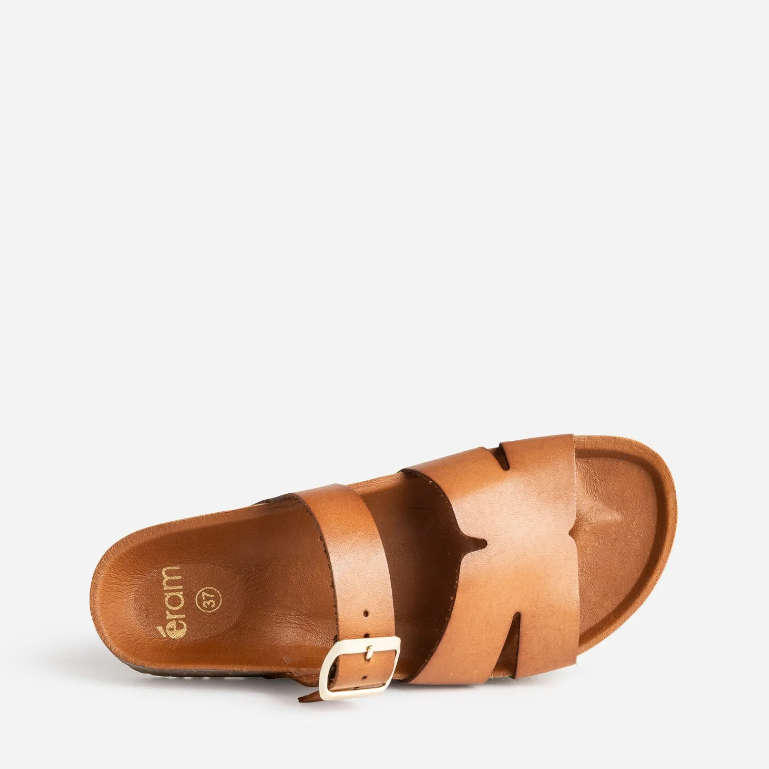 Eram Mules/Tongs|Sandales^Mule cuir double bride COGNAC