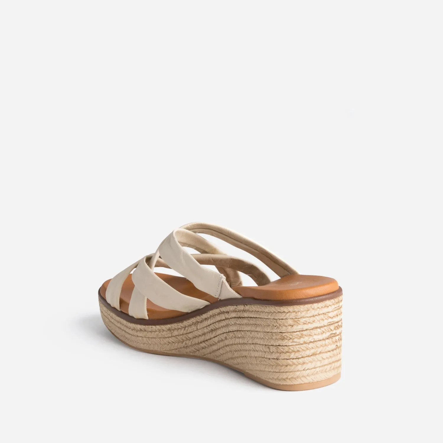 Eram Mules/Tongs^Mule compensée éco-conçue en cuir souple BEIGE