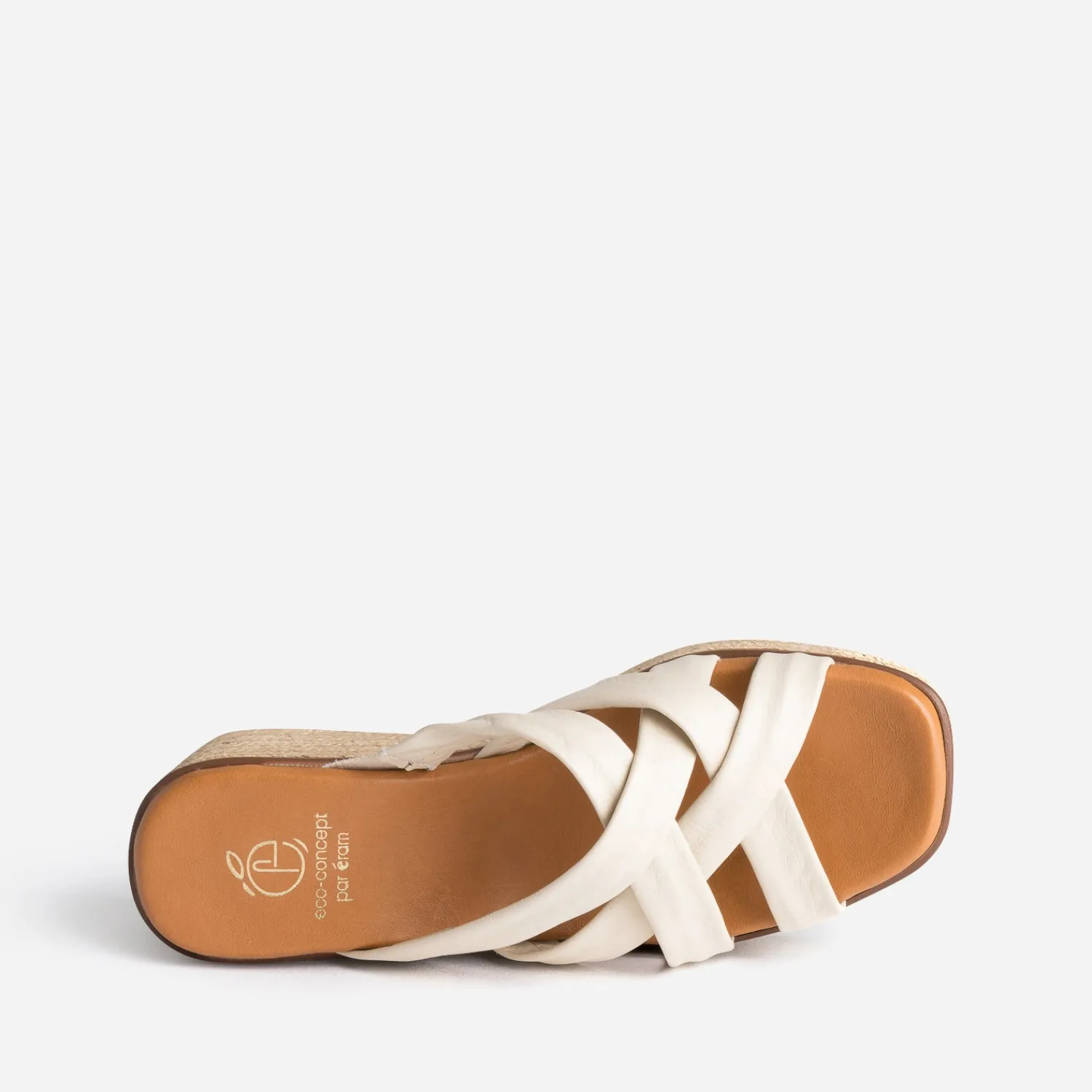 Eram Mules/Tongs^Mule compensée éco-conçue en cuir souple BEIGE