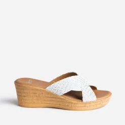 Eram Mules/Tongs|Sandales^Mule compensée he à brides tressées argent BLANC