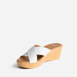 Eram Mules/Tongs|Sandales^Mule compensée he à brides tressées argent BLANC