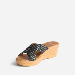 Eram Mules/Tongs|Sandales^Mule compensée e à brides tressées argent NOIR