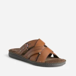 Eram Nu-Pieds/Sandales^Mule confort cuir COGNAC