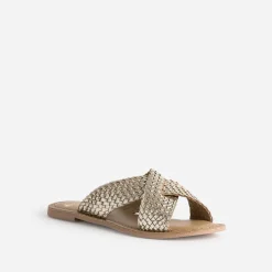 Eram Mules/Tongs|Sandales^Mule dée en cuir tressé OR