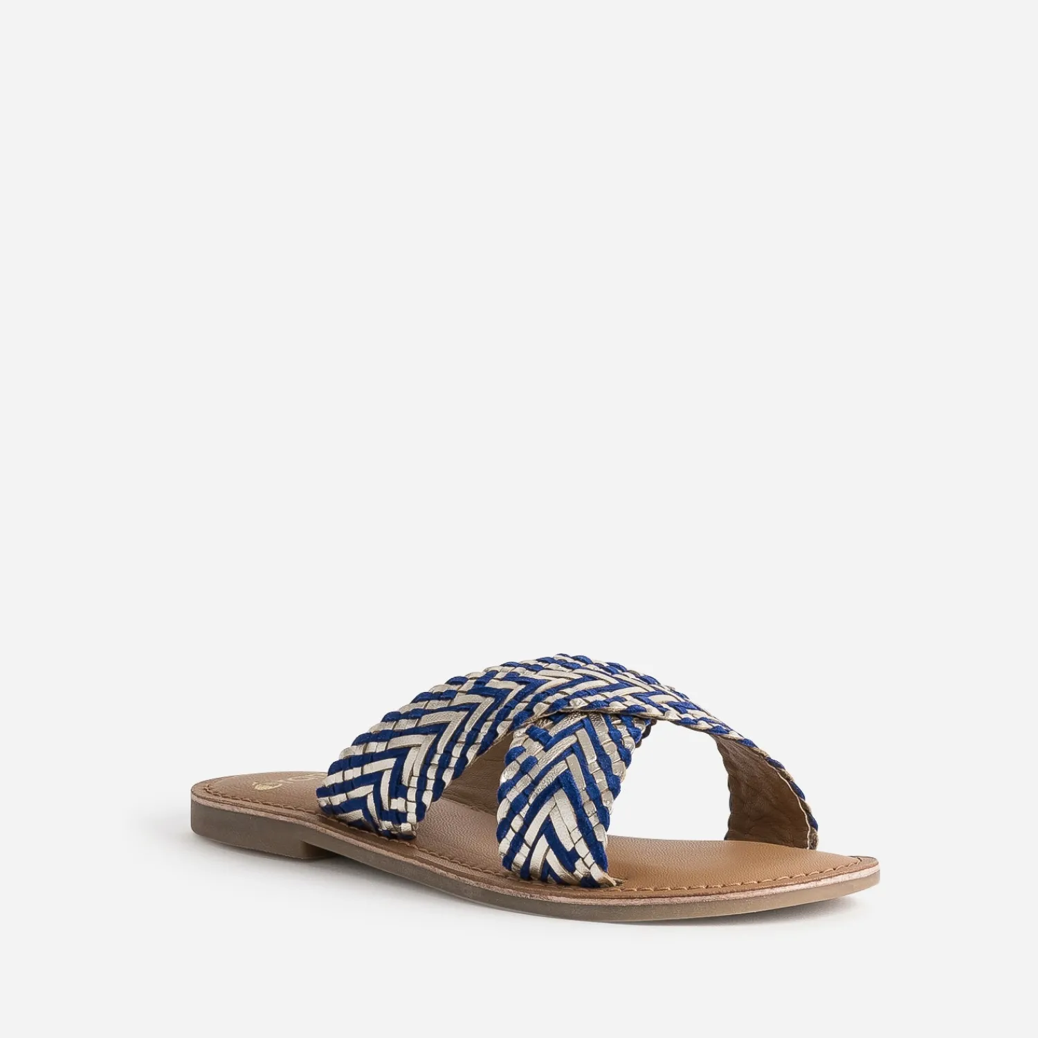 Eram Mules/Tongs|Sandales^Mule dée et bleue cuir tressé OR