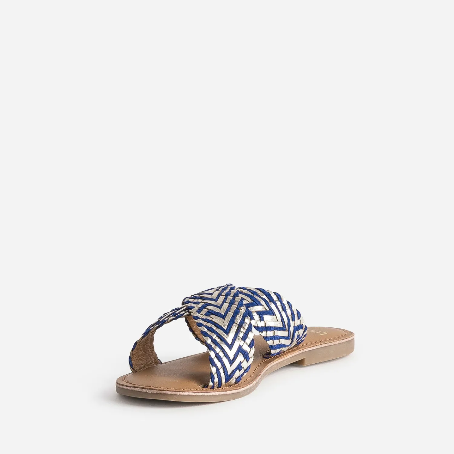 Eram Mules/Tongs|Sandales^Mule dée et bleue cuir tressé OR