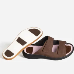FRANCE ARNO Nu-Pieds/Sandales^Mule FRANCE ARNIO cuir à scratchs MARRON