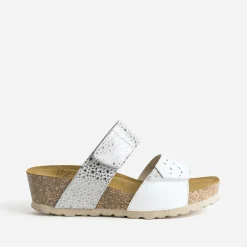 FRANCE ARNO Mules/Tongs^Mule he et argentée cuir BLANC