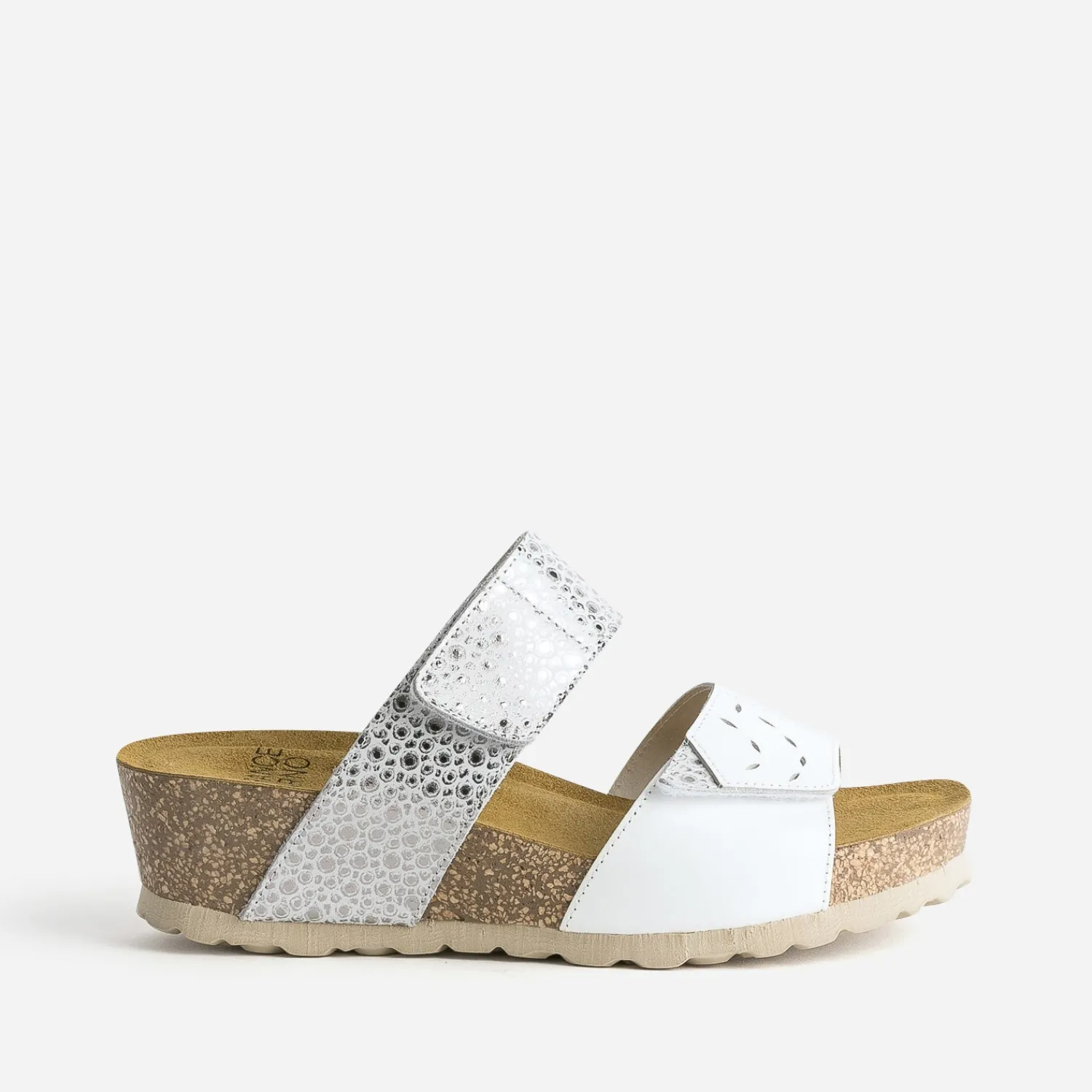 FRANCE ARNO Mules/Tongs^Mule he et argentée cuir BLANC