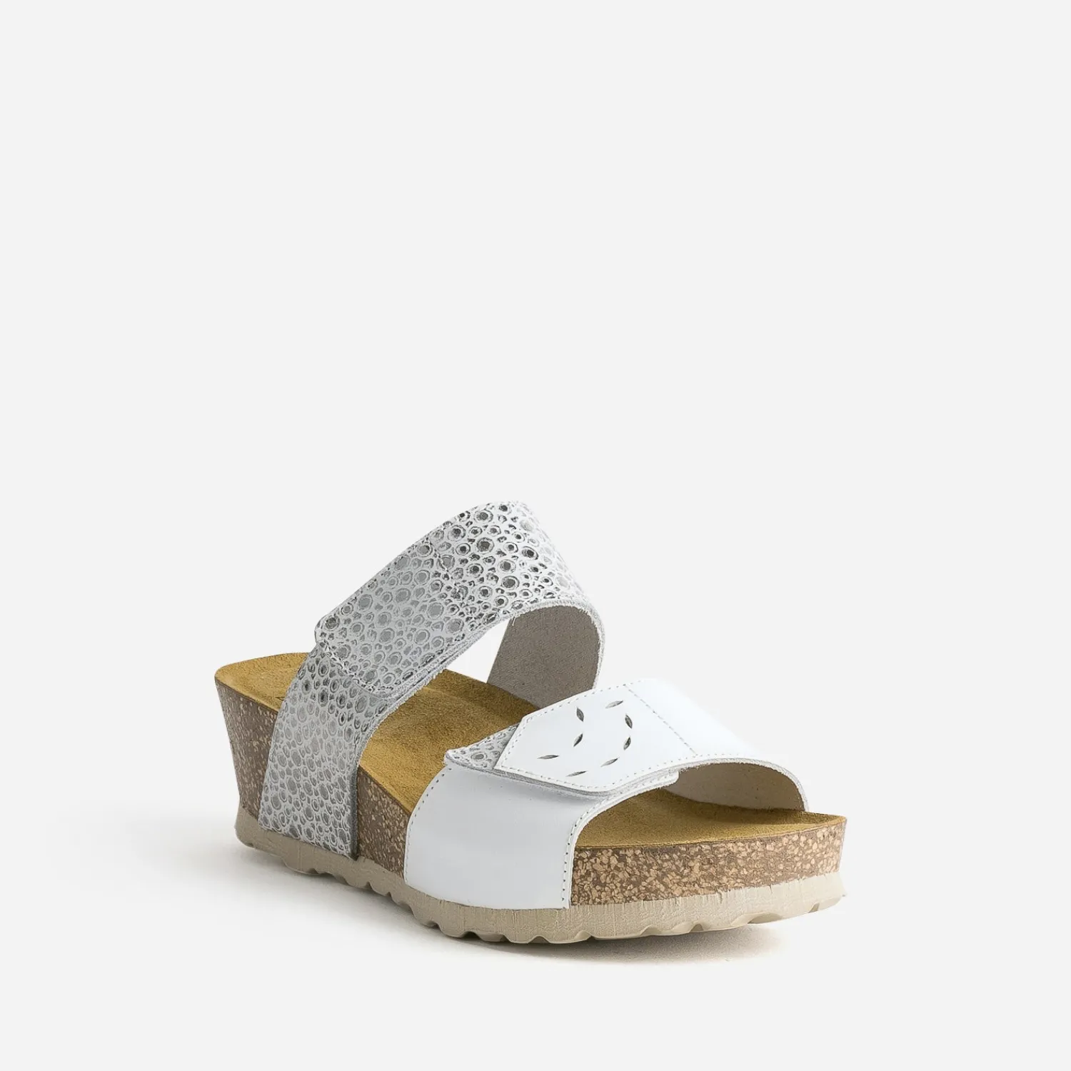 FRANCE ARNO Mules/Tongs^Mule he et argentée cuir BLANC