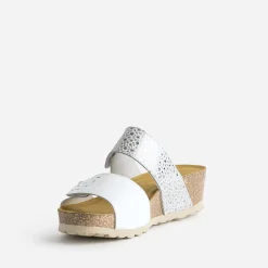 FRANCE ARNO Mules/Tongs^Mule he et argentée cuir BLANC