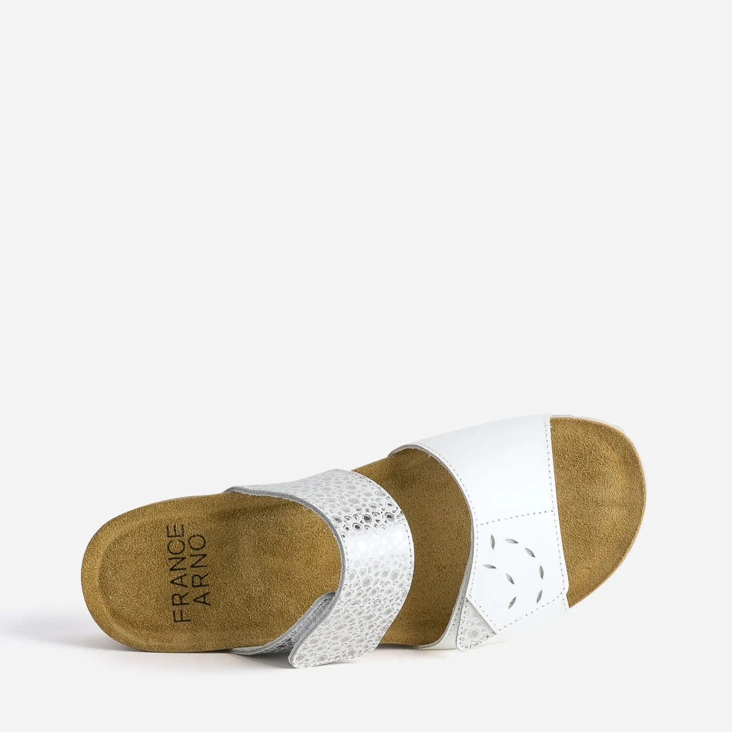 FRANCE ARNO Mules/Tongs^Mule he et argentée cuir BLANC
