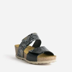 FRANCE ARNO Mules/Tongs^Mule et effet python cuir NOIR