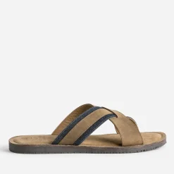 Eram Nu-Pieds/Sandales^Mule marron éco-conçue en cuir et denim COGNAC