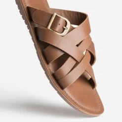 Eram Nu-Pieds/Sandales^Mule marron cuir éco-conçu COGNAC