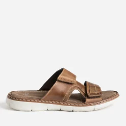Eram Nu-Pieds/Sandales^Mule marron en cuir à scratchs COGNAC