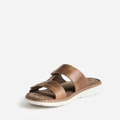 Eram Nu-Pieds/Sandales^Mule marron en cuir à scratchs COGNAC