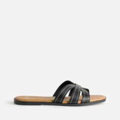 Eram Mules/Tongs|Sandales^Mule e cuir brides détails couture NOIR