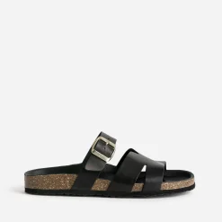 Eram Mules/Tongs^Mule e cuir double bride NOIR