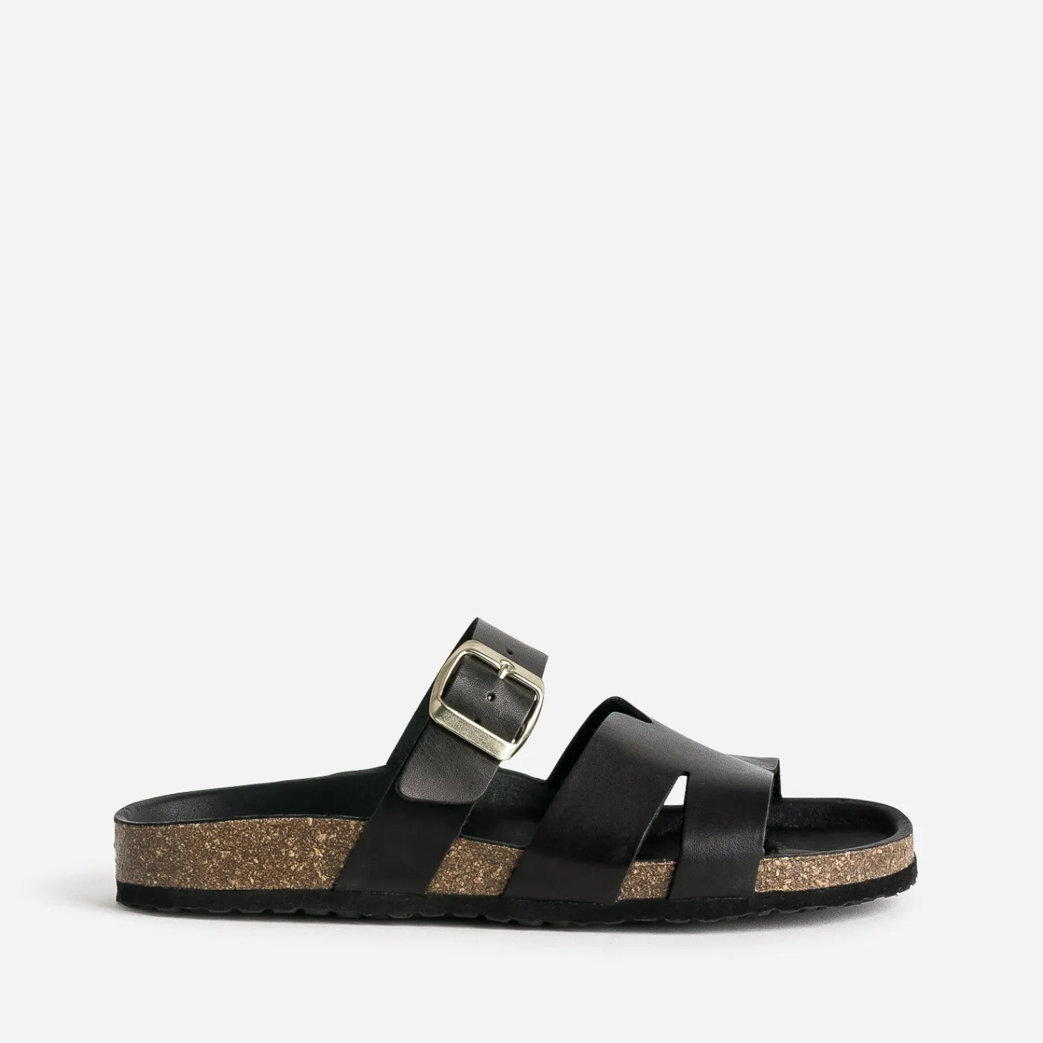 Eram Mules/Tongs^Mule e cuir double bride NOIR