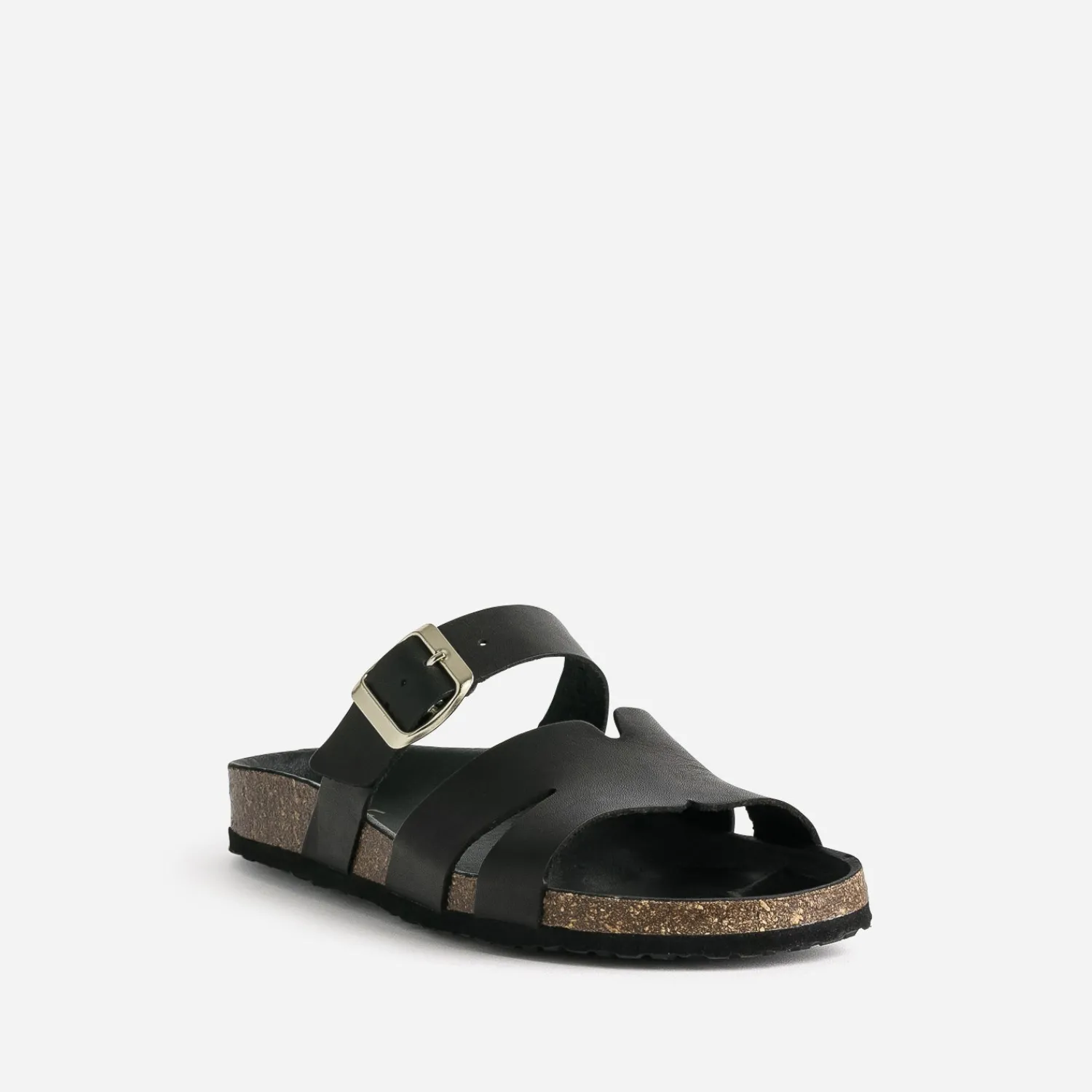 Eram Mules/Tongs^Mule e cuir double bride NOIR