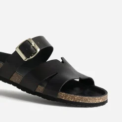 Eram Mules/Tongs^Mule e cuir double bride NOIR