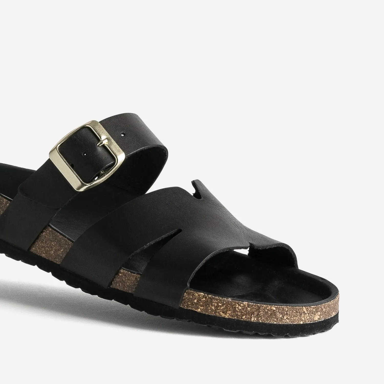 Eram Mules/Tongs^Mule e cuir double bride NOIR