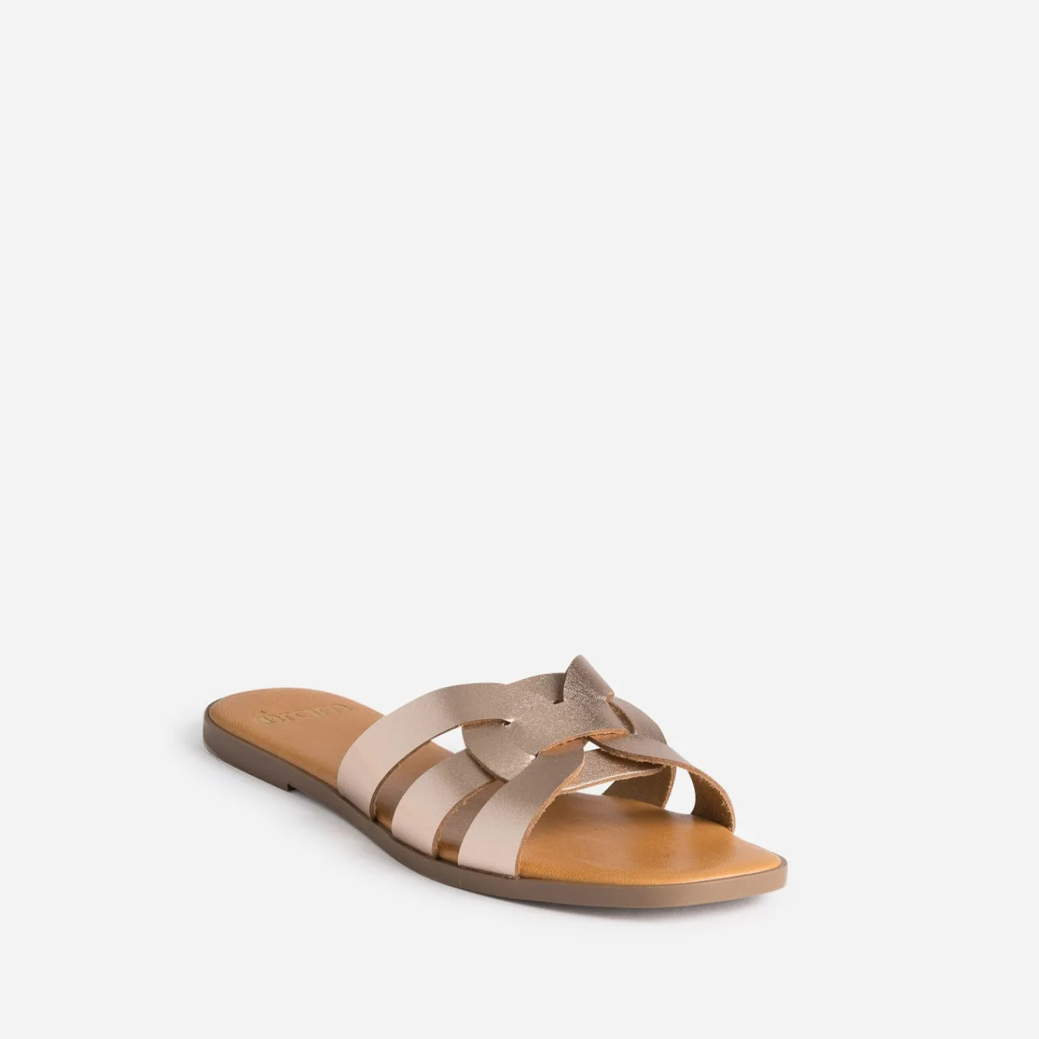 Eram Sandales|Mules/Tongs^Mule rose cuivré en cuir METALISE