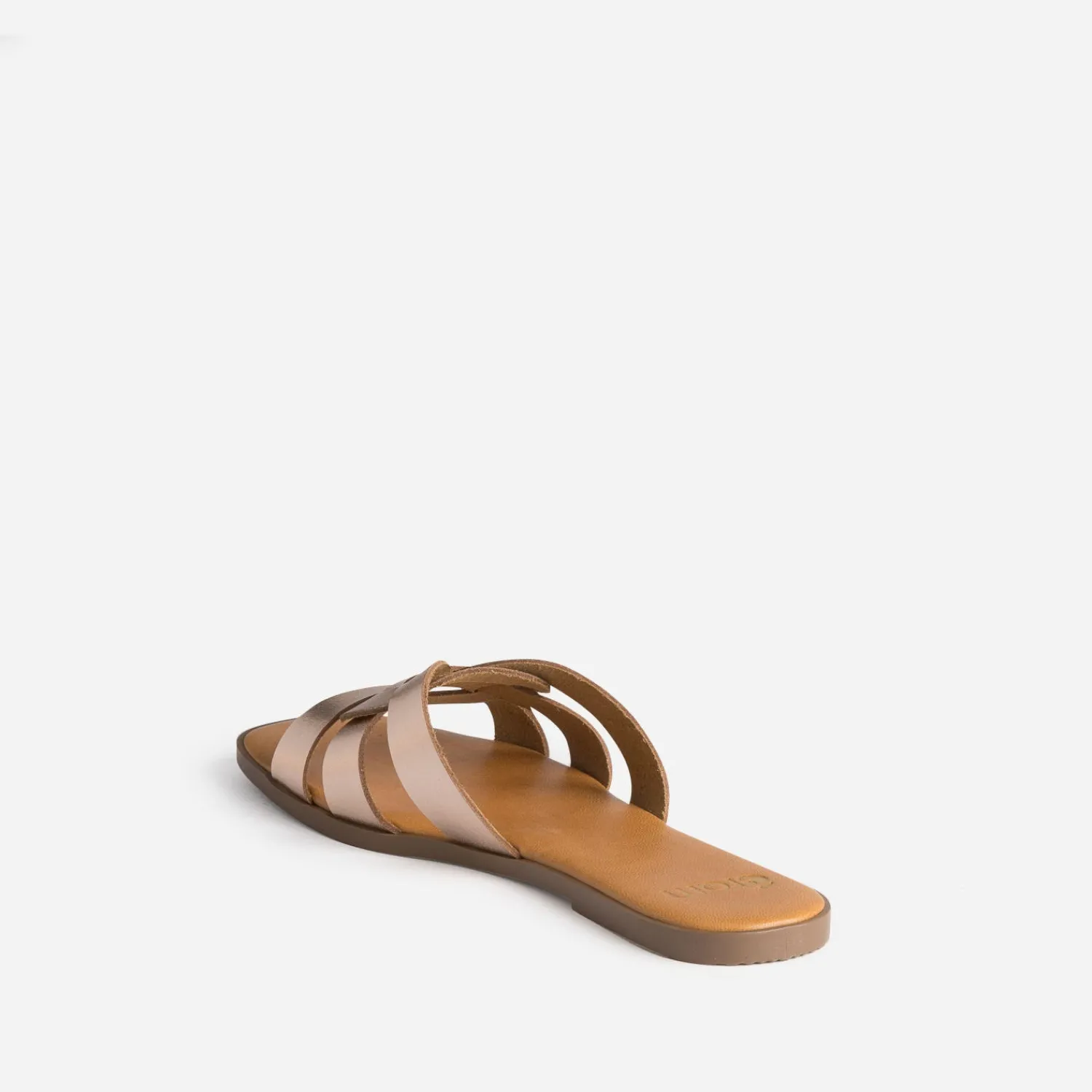 Eram Sandales|Mules/Tongs^Mule rose cuivré en cuir METALISE