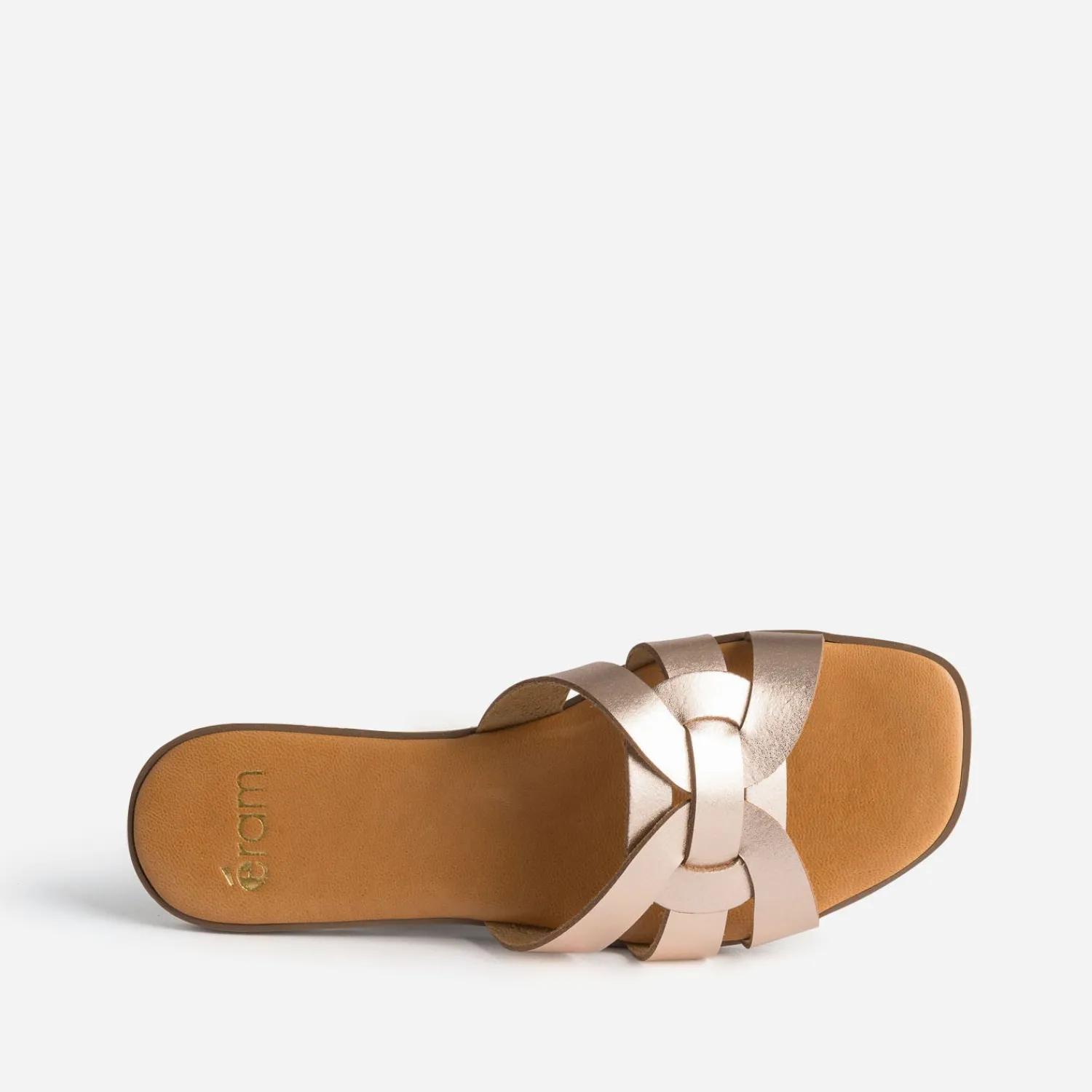Eram Sandales|Mules/Tongs^Mule rose cuivré en cuir METALISE