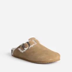 Texto Mules/Tongs^Mule cuir velours fourré BEIGE