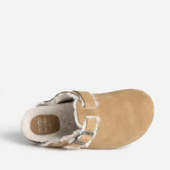 Texto Mules/Tongs^Mule cuir velours fourré BEIGE