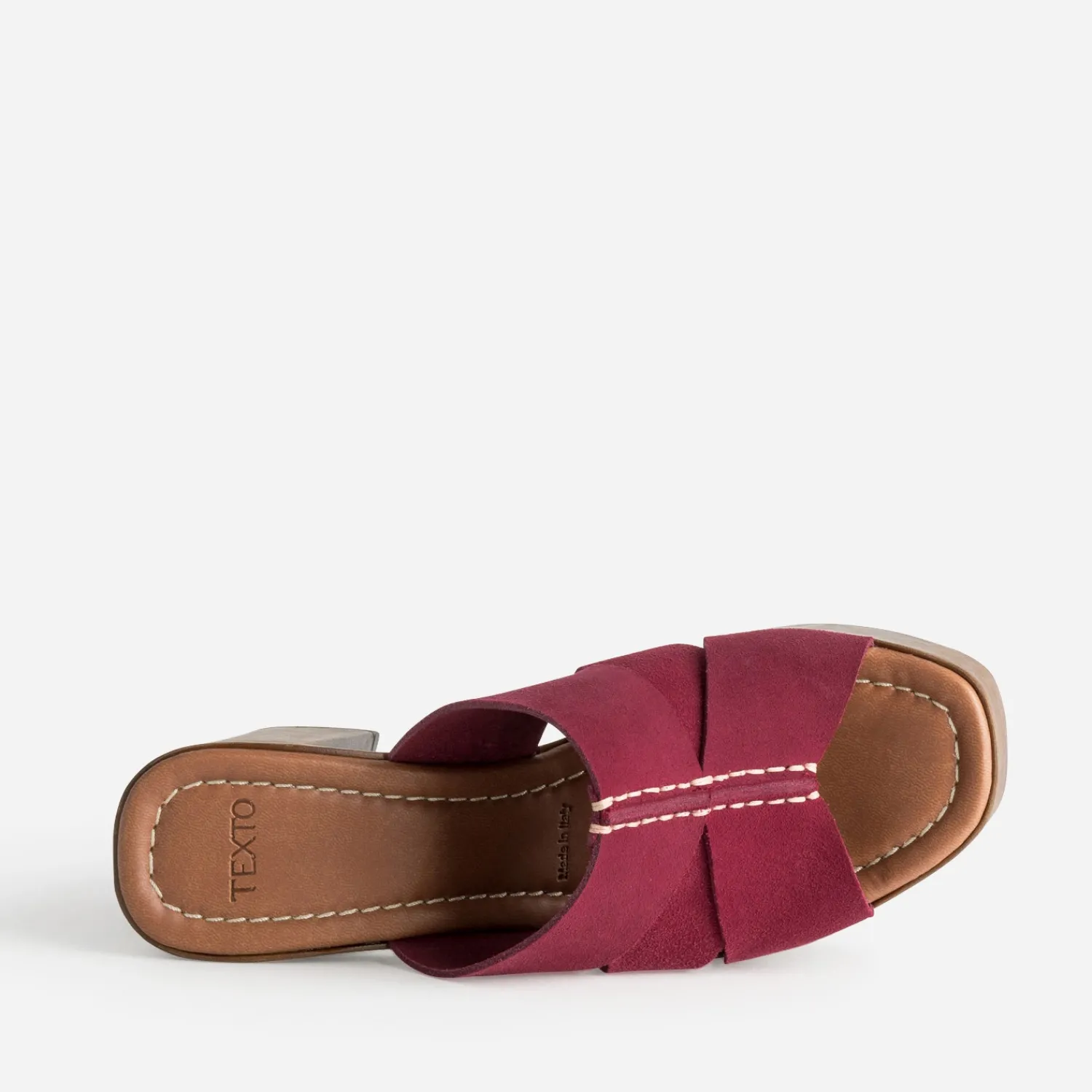 Texto Mules/Tongs|Sandales^Mule bordeaux cuir velours à talon ROUGE