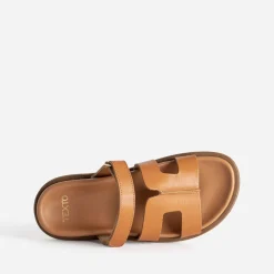 Texto Mules/Tongs^Mule cuir COGNAC