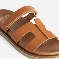 Texto Mules/Tongs^Mule cuir COGNAC