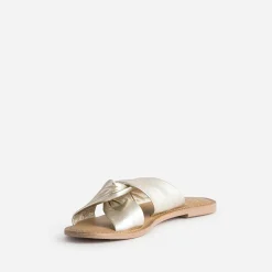 Eram Mules/Tongs|Sandales^Mule TEXTO dée en cuir à brides souples croisées OR