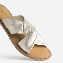 Eram Mules/Tongs|Sandales^Mule TEXTO dée en cuir à brides souples croisées OR