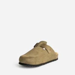 Texto Mules/Tongs^Mule en cuir KAKI
