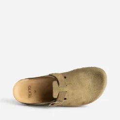 Texto Mules/Tongs^Mule en cuir KAKI