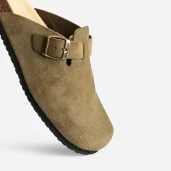 Texto Mules/Tongs^Mule en cuir KAKI