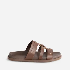 Texto Mules/Tongs|Sandales^Mule cuir décor clous MARRON