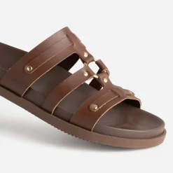 Texto Mules/Tongs|Sandales^Mule cuir décor clous MARRON